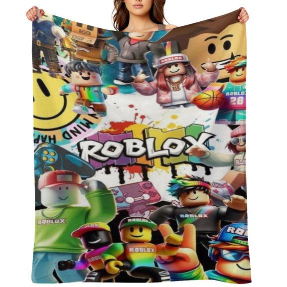 Roblox flannel blanket throw Plush Throw Blanket - Measures - Kids Super Soft Fleece Creeper Battle Bedding