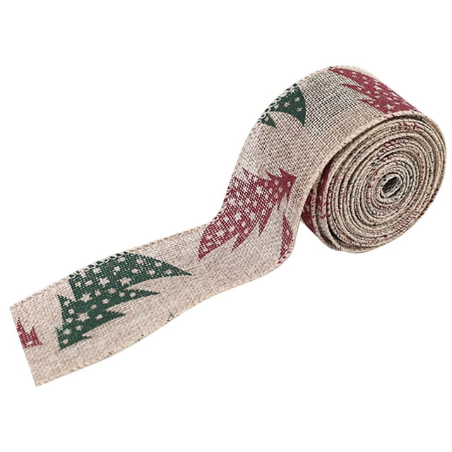 Maoww Christmas Ribbon Gift Wrapping Burlap Fabric Ribbon DIY Linen Xmas Tree Present Packaging Accessory, Type 1, 10m