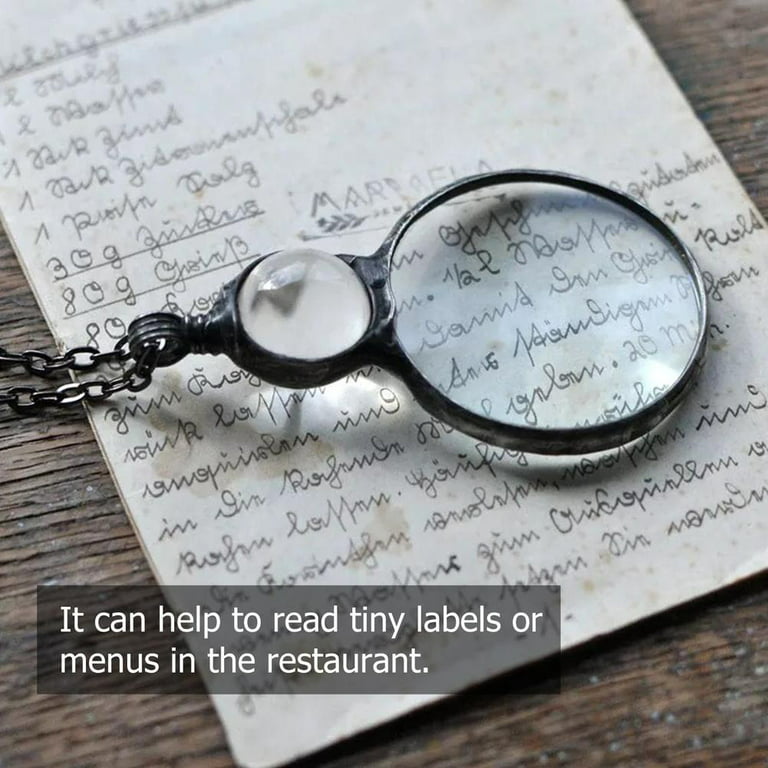 Magnifying Glass Necklace,10x Monocle Glasses Loupe Magnifier Necklace With  Long Chain Reading Aid For Library, Reading, Zooming, Jewelry, Needlework