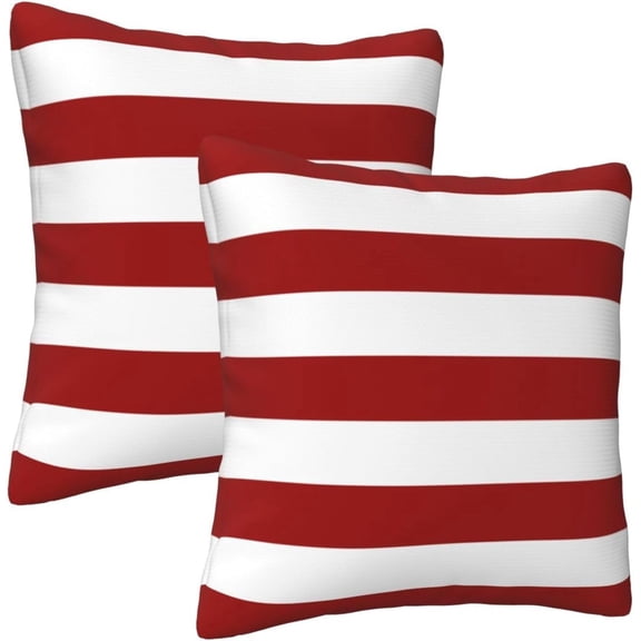 Red and White Stripes Throw Pillow Cover Cushion Modern Farmhouse Pillow Covers 18x18 Inch Soft Pillow Cases Decor for Couch Sofa Living Room Bedroom Outdoor Home Gift Set of 2