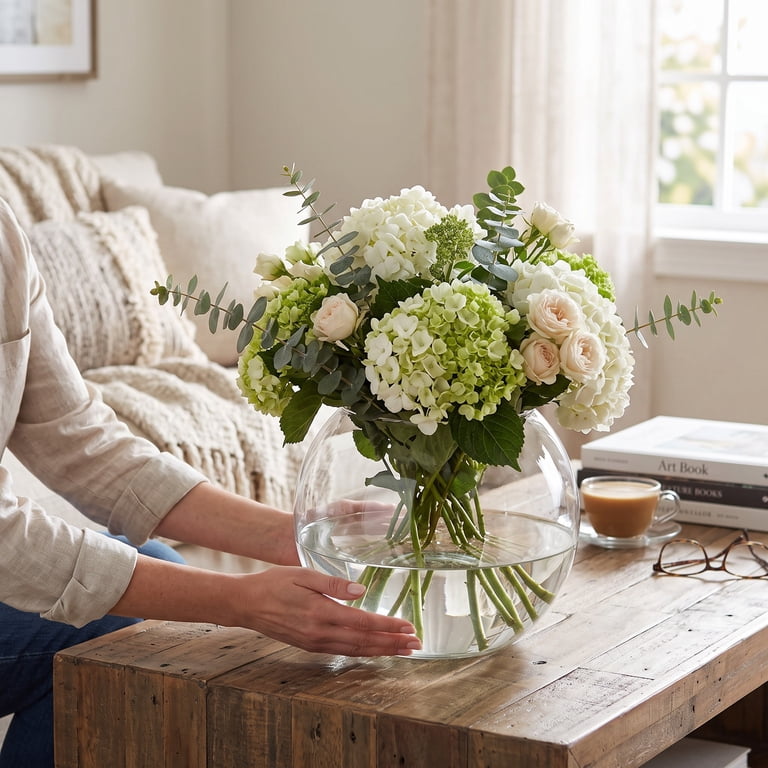 Libbey Clear Glass Bubble Ball Floral Vase, 12