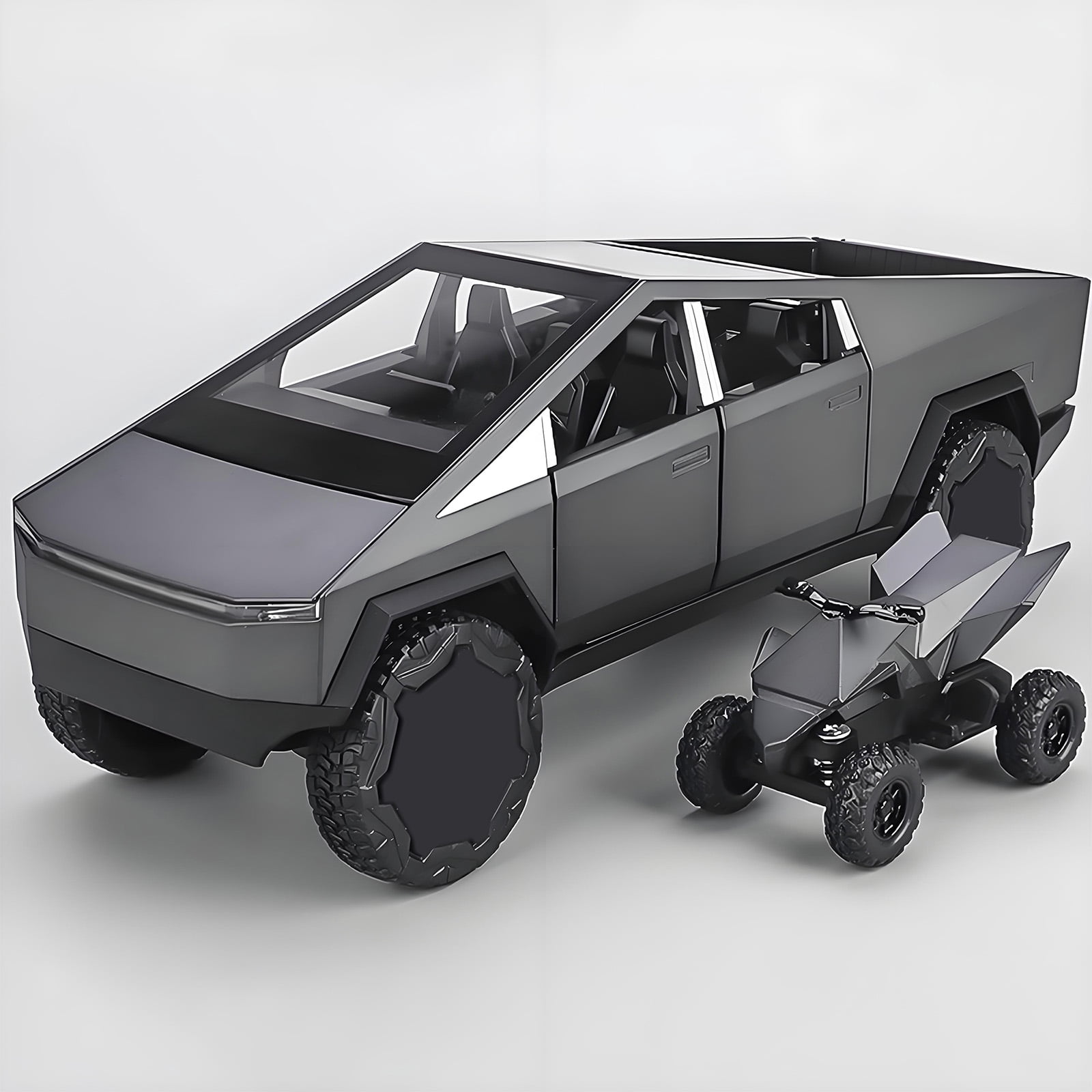 Anmyjuly Toy Trucks Model Pickup Motorcycle Silver Alloy 1/24 Diecast Vehicles with Sound and Light,Gray