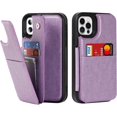 thumbnail image 6 of for iPhone 12 Pro/iPhone 12 Wallet Case with RFID Blocking Card Holder,7 Card Slots Heavy Duty Bumper Armort PU Leather Magnetic Buttons Kickstand Case for iPhone 12 Pro 6.1",Macaron Purple, 6 of 15