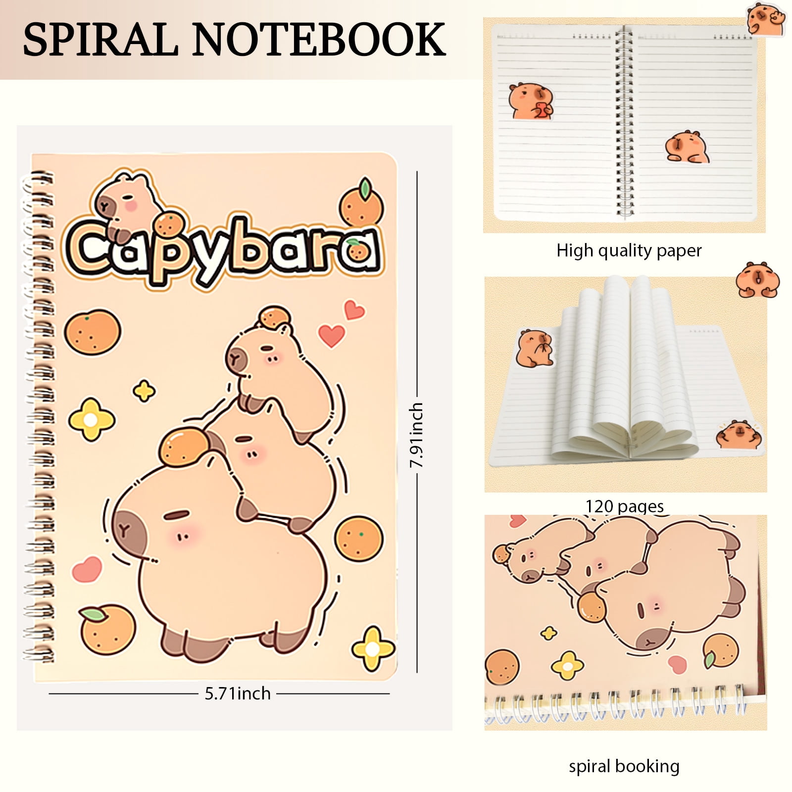 Capybara Stationery Set,Kawaii Stationery Birthday Christmas Gifts,Includes Sticky Notes,Mechanical Pencils,Highlighters,Notebook,Stickers etc
