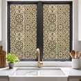 thumbnail image 2 of Traditional Morocco Window Privacy Film, Vintage Abstract Geometric Art Brown Static Cling UV Sun Blocking Heat Control Window Tint Day and Night, Non-Adhesive One Way Privacy Cover 17.7''x39.3'', 2 of 7