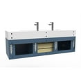 thumbnail image 4 of Nile 60" Blue Wood Floating Vanity with White Top and Brushed Nickel Trim, 4 of 9