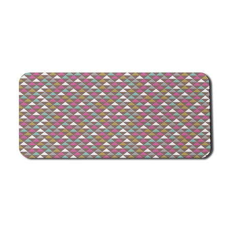 Abstract Computer Mouse Pad  Colorful Geometric Pattern of Triangles in Earthy Natural Tones Vintage Feels  Rectangle Non-Slip Rubber Mousepad X-Large  35  x 15  Gaming Size  Multicolor  by Ambesonne