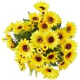 4 Bouquet Yellow Sunflowers Artificial Fake Flowers for Floral Home