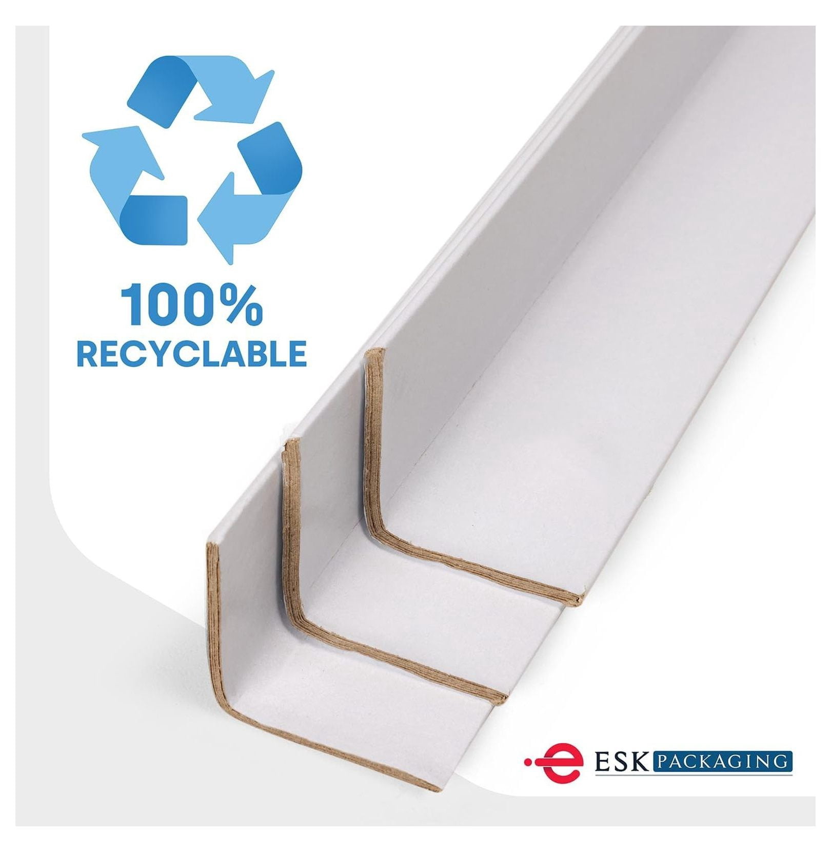Cardboard Edge Protectors for Shipping - 2"W x 2"D x "L, Light Duty .120 ga, Pallet Corner Protectors, Angle Boards, White, 50/Pack
