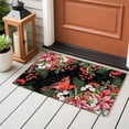 thumbnail image 6 of Rectangle Rug 2x3ft Area Rug, Red Bird Poinsettia Berry Leaf Area Rugs for Living Room Bedroom, Christmas Plant on Black Floor Mat Non-Slip Non-Shedding Carpet Indoor Accent Rugs, 6 of 9