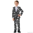 thumbnail image 3 of Whosucclay Polyester Football Doodle Print Boys Outfit for School Wedding, 2 Pieces Boys Suit Single Button Non-Stretch Durable, 3 of 10