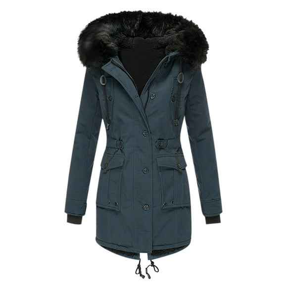 Winter Coats for Women Fashion Womens Ladies Warm Jacket Winter Solid Turn Coat Hooded Collar Lambswoo Outerwear Warm Winter Coats for Women