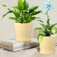 thumbnail image 4 of BUYMAX Plant Pots Indoor –6 inch Ceramic Flower Pot with Drainage Hole and Ceramic Tray - Gardening Home Desktop Office Windowsill Decoration, Set of 2(YELLOW), 4 of 6