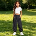 thumbnail image 2 of Girls' Athletic Regular Fit Workout Jogger Sweatpants with Pockets 6-7 Years, 2 of 7