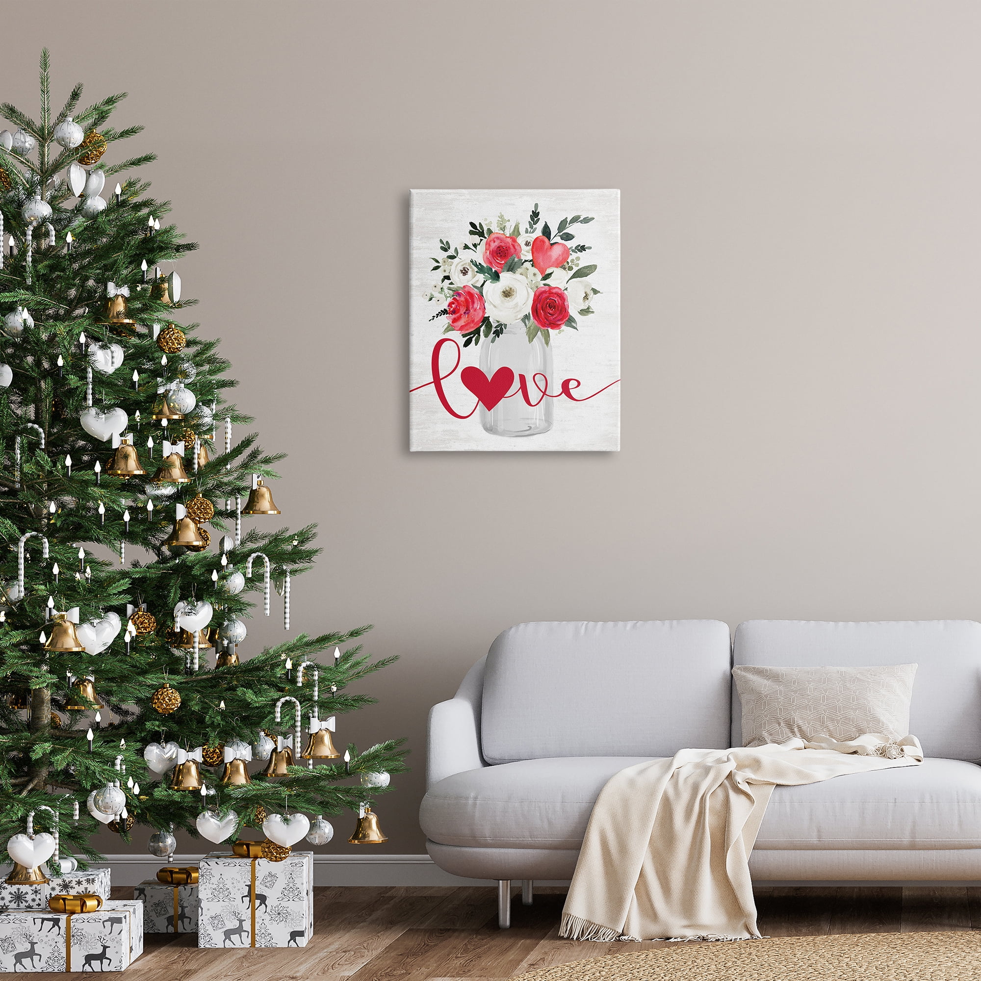 Stupell Industries Floral Valentine's Love Bouquet Botanical & Floral Painting Gallery Wrapped Canvas Art Print Wall Art, 24 x 30