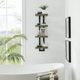 thumbnail image 4 of Danya B. 4-Tier Ladder Bracket Floating Wall Shelves - Black Metal and Walnut Finish, 4 of 14