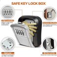 thumbnail image 4 of Key Box Wall Mounted Mini Key Safe Outdoor Key Box with Resettable 4-Digit Numeric Code Waterproof Key Box for Home School Office Factory Garage (Grey), 4 of 4