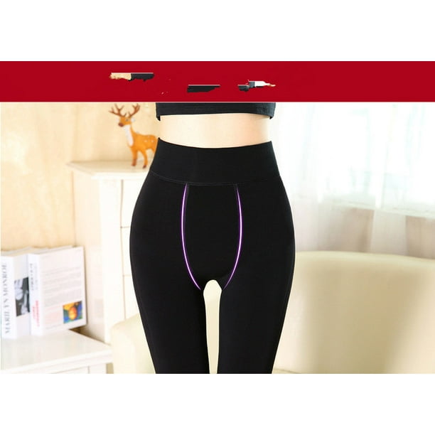 High Waist Yoga Pants For Women Side & Inner Pockets With Tummy Control  Sports Leggings,Black,Thick Footless Tights 