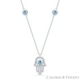 thumbnail image 2 of Hamsa Hand Evil Eye Bead Charm w/ CZ Pendant & Chain Necklace in .925 Sterling Silver, 2 of 2