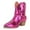 Fuchsia, variant on YDN Women Womens Sequins Closed Toe Ankle Booties Block Low Heel Side Zip Western Boots Sparkle Fall Weather Dress Shoes Size 7 Fuchsia