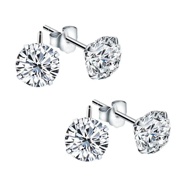 Aretes Joyería DiamLux5 2 Pzas 5mm Aretes de Broquel Color Plata Metal.