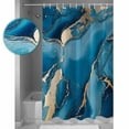 thumbnail image 3 of Marble Blue Shower Curtain Set ，Waterproof Fabric Shower Curtains Ombre Abstract Stone Gold Cracks Modern Art Shower Curtains for Bathroom,Bathroom Decor 54x"78", 3 of 6