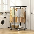 thumbnail image 3 of Nefoso Rolling Clothes Rack with Wheels and Removable Shelf,Oval Metal Garment Clothing Rack Standard Hanging Clothes Organizer(Black), 3 of 9