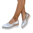 thumbnail image 4 of Women's Casual Pointed Toe Sequin Walking Shoes, Wedge Platform Espadrille Design with Breathable Lining and Cushion Sole, Slip on Sneakers for Daily Wear, 4 of 5