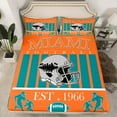 thumbnail image 2 of Homewish Ball Sport Game Bed Sheets,Miami Rugby King Sheets,Orange Cyan Gray Sheet Set For Boys Teens,Breathable Home Decor,4-Piece, 2 of 7