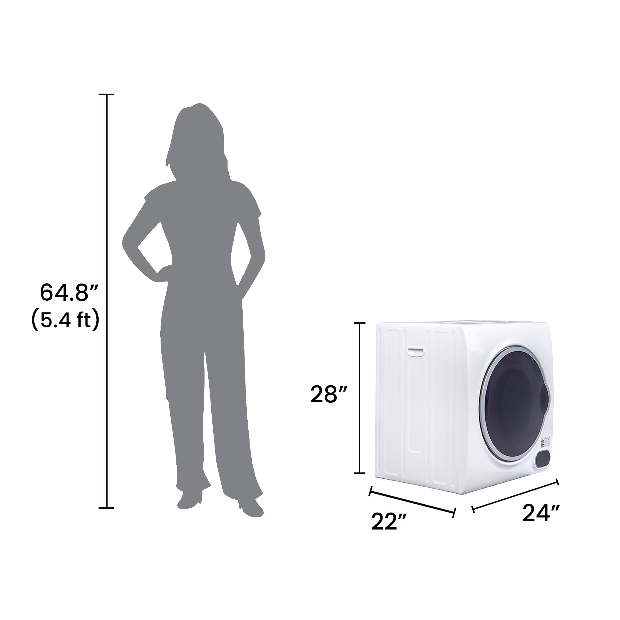 Equator Compact Vented Dryer, 3.5 cu. ft., 13 lbs Capacity, 110V, Digital Bottom Control, Sensor Dry Technology