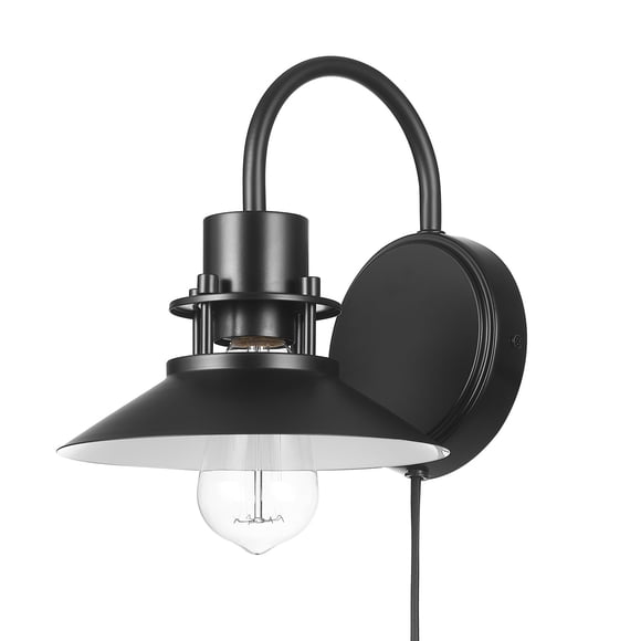 Globe Electric 8.25" 1-Light Matte Black Plug-in or Hardwire Indoor Wall Sconce