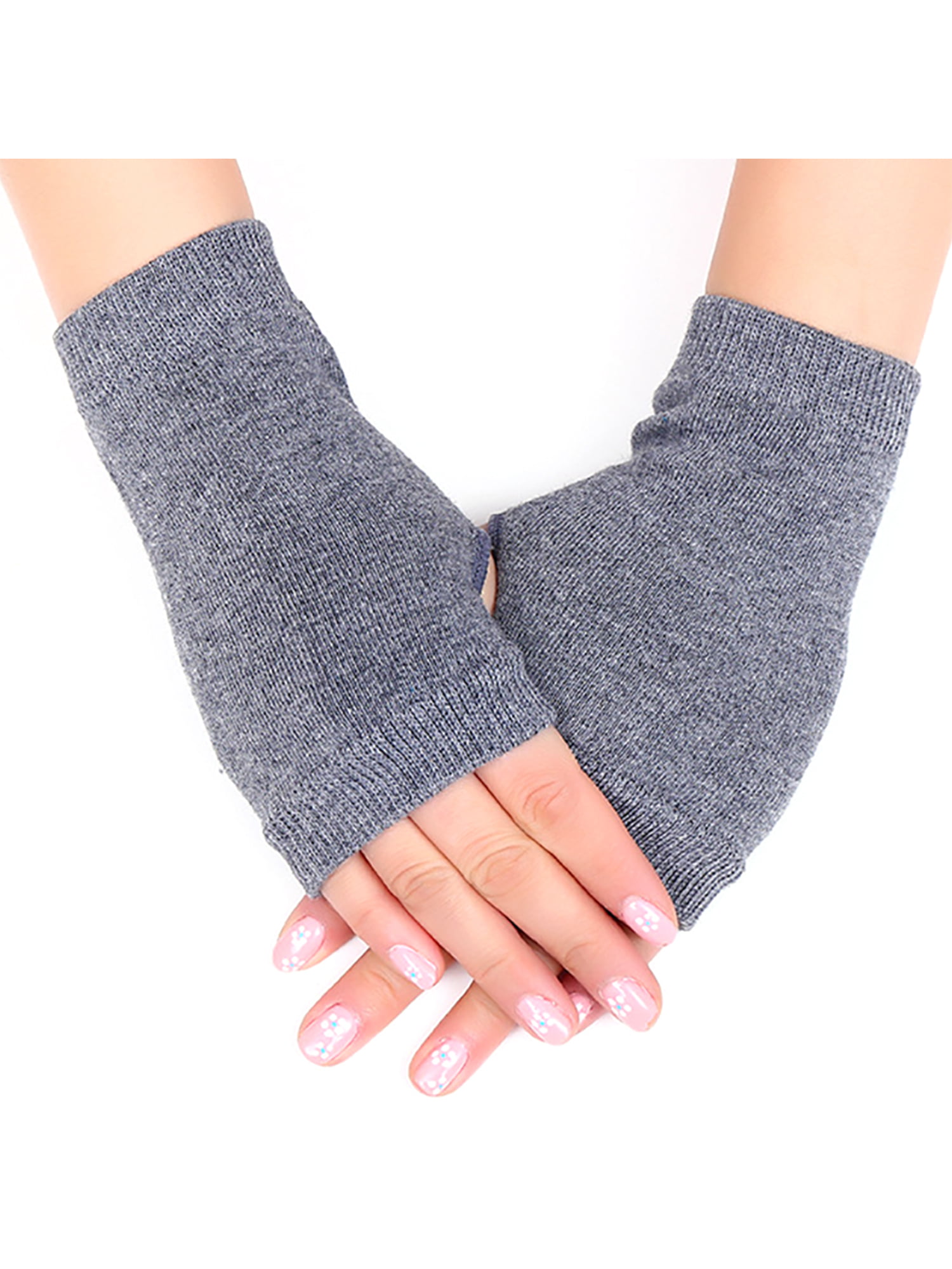 Fashion Unisex Birds Embroidery Gloves Knitted Fingerless Mittens Gloves Winter 