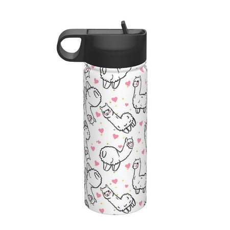 

Goofa Alpacas and Hearts for Insulated Kettle 18oz Water Bottle Insulated Tumbler with Handle & Flip Straw - Fits in Cup Holder Leak Resistant Tumbler
