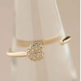 thumbnail image 3 of 18K Solid yellow Gold  White Zircon Pave circle front Open Ring, 3 of 4