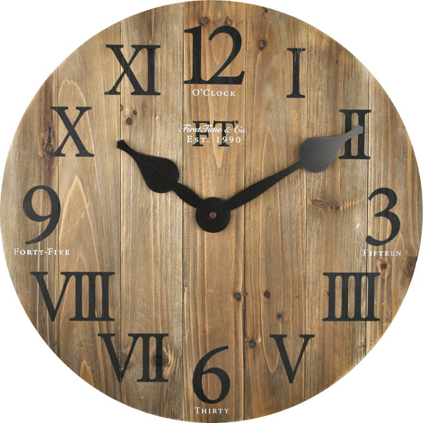 Firstime Co Rustic Farmhouse Barn Wood Wall Clock Natural 18 In Com - Rustic Reclaimed Wood Wall Clock