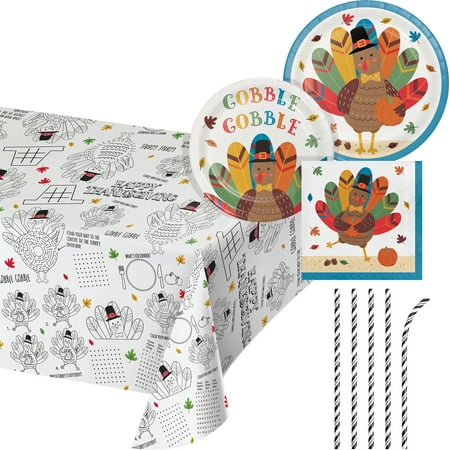 Way to Celebrate Kids Table Thanksgiving Party Supplies Kit
