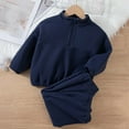thumbnail image 3 of Cethrio Boys Fleece Outfit Sets, 2 Piece Long Sleeve Half Zip Sweatshirts and Sweatpants Sets Navy Size 5-6 T, 3 of 8