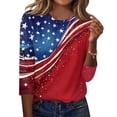 thumbnail image 2 of Hogleaql American Flag Shirts Womens: Round Meck 4th Of July Patriotic Shirts Short Sleeve Independence Day USA Graphic Women's Dressy T-Shirts Red 3XL, 2 of 5