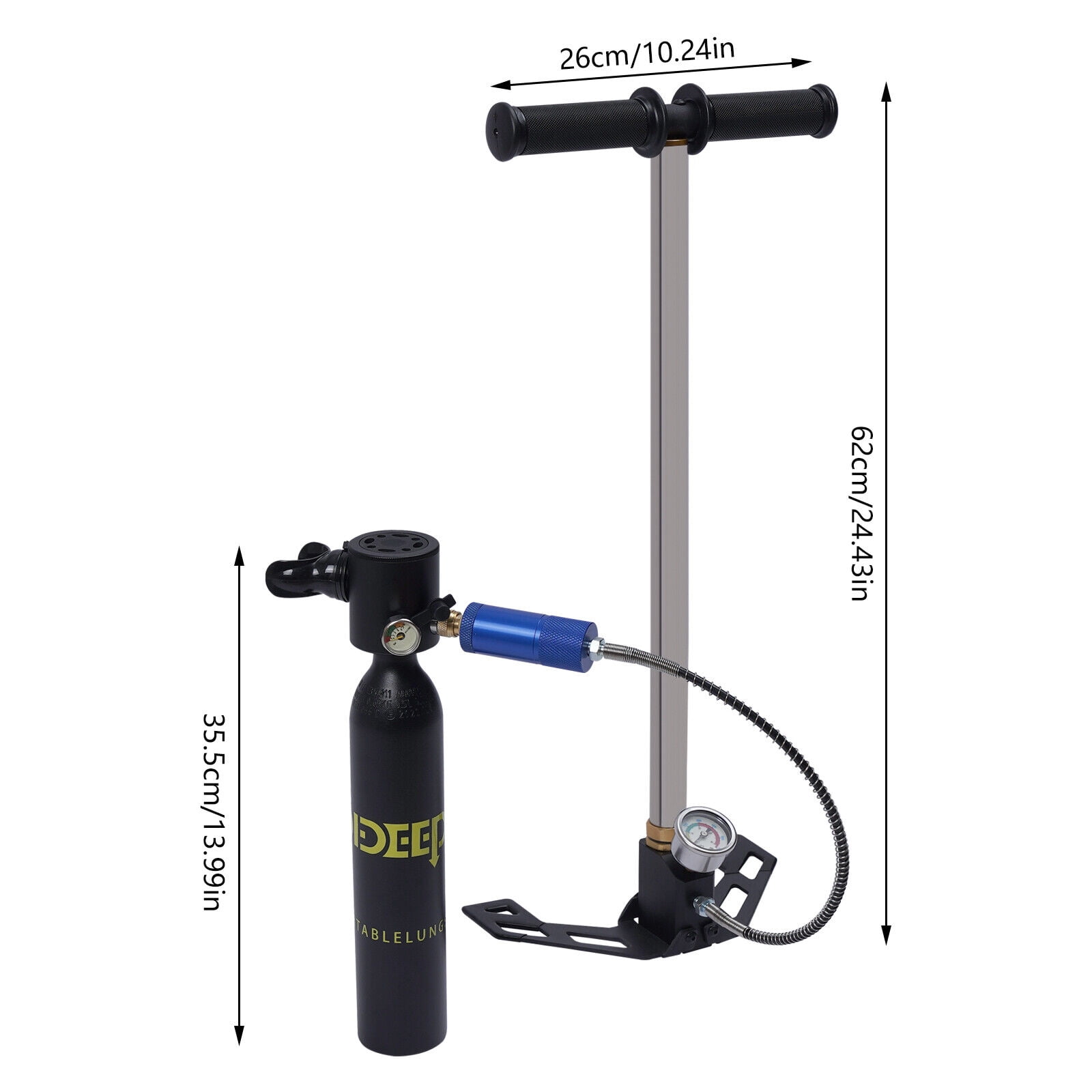 PEAKORA0.5L Portable Oxygen Tank with 4500psi Pump for Mini Scuba Diving