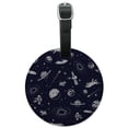 thumbnail image 1 of Space Pattern with Stars Planets Aliens Astronauts Spaceships Dogs Round Leather Luggage Card Suitcase Carry-On ID Tag, 1 of 7