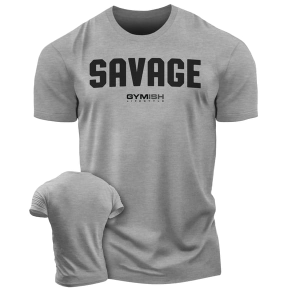 Gymish Savage Men's Workout Shirt - Funny Gym Shirt, Workout T-Shirt for Men, Lifting Tee, Gym Clothes, Men's Athletic Shirt, Fitness & Bodybuilding Tee