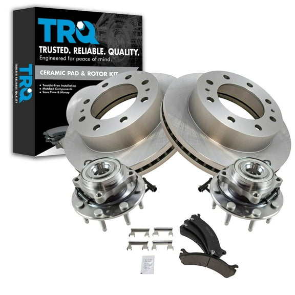 TRQ Front Wheel Hub Posi Ceramic Disc Brake Pad Rotor Kit Fits Select GM Pickup Truck