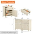 thumbnail image 3 of WAMPAT 2-in-1 Buffet Cabinets with Drawer and Door for Kitchen, 47.2" Modern Sideboard Wood Buffet Table with Adjustable Storage Shelves for Dining Room, Living Room, Entryway, Natural Oak, 3 of 7