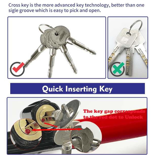 SD Steering Wheel Lock With Key Vehicle Anti-theft Device - Red
