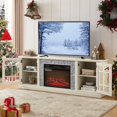 thumbnail image 3 of UHOMEPRO Fireplace TV Stand for TVs up to 80", White Large Entertainment Center with 23" Electric Fireplace for Living Room, 70" Modern TV Stand with 2-Door Storage, 3 of 12