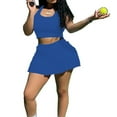 thumbnail image 5 of AOOOWER Women Summer 2 Pieces Outfits Set Sleeveless for Tank Crop Top and Tennis Golf Skorts Mini Pleated Ruffle Skirt Solid Color Tracksuit Activewear, 5 of 13