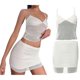 thumbnail image 2 of Sunloudy Blusas cortas para mujer, traje de medio vestido de malla, camisa recortada con cuello en V, falda recortada informal de cintura alta para la calle Sunloudy  moda, 2 of 8