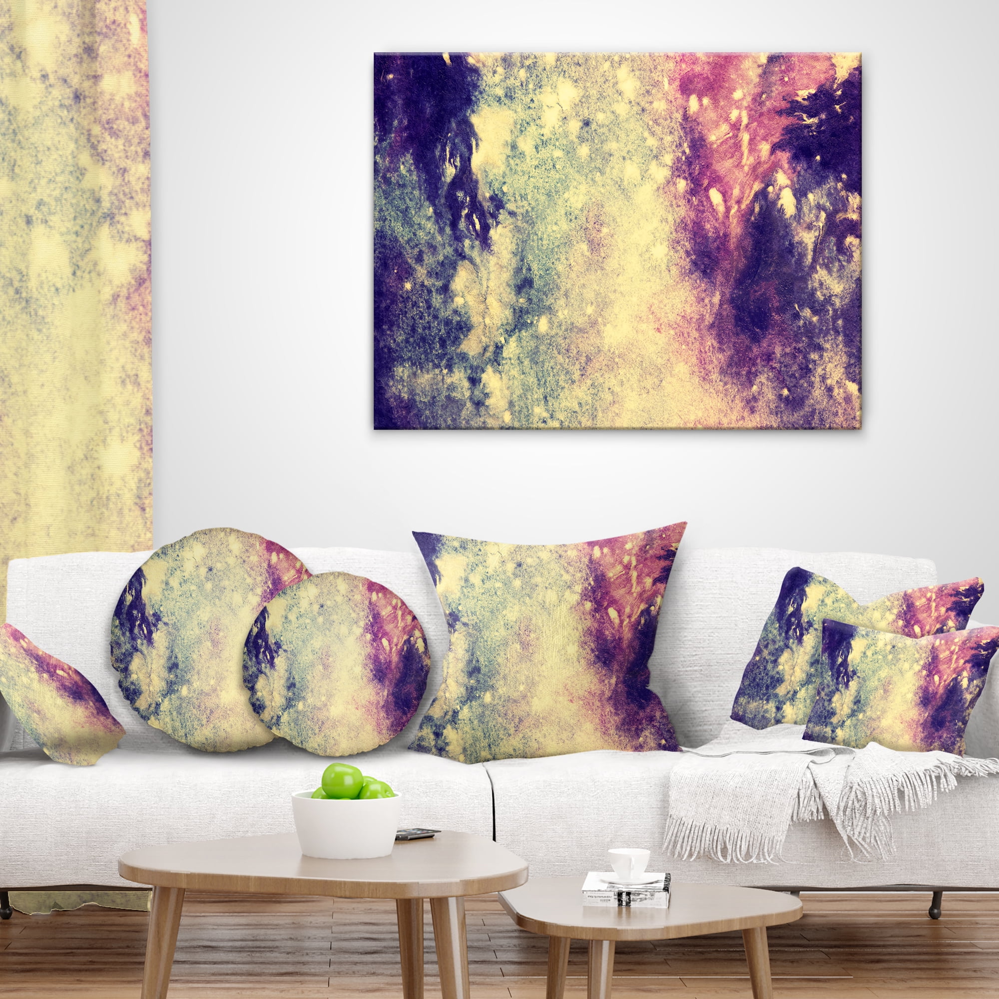 Designart Deep Blue and Purple - Abstract Throw Pillow - 18x18