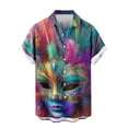 thumbnail image 4 of OGLCCG Carnival Shirts for Men Short Sleeve Mask Printed Summer Casual Button Down Beach Shirts Loose Lapel Collar Funny Mardi Gras Shirts, 4 of 5