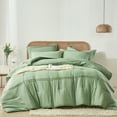 thumbnail image 2 of Davulos Full Comforter Set 7 Piece,Grid Pinch Pleat Bed in a Bag for All Season,Lightweight Fluffy Complete Bed Set with Comforter, Sheets, Pillowcases & Sham, 2 of 7